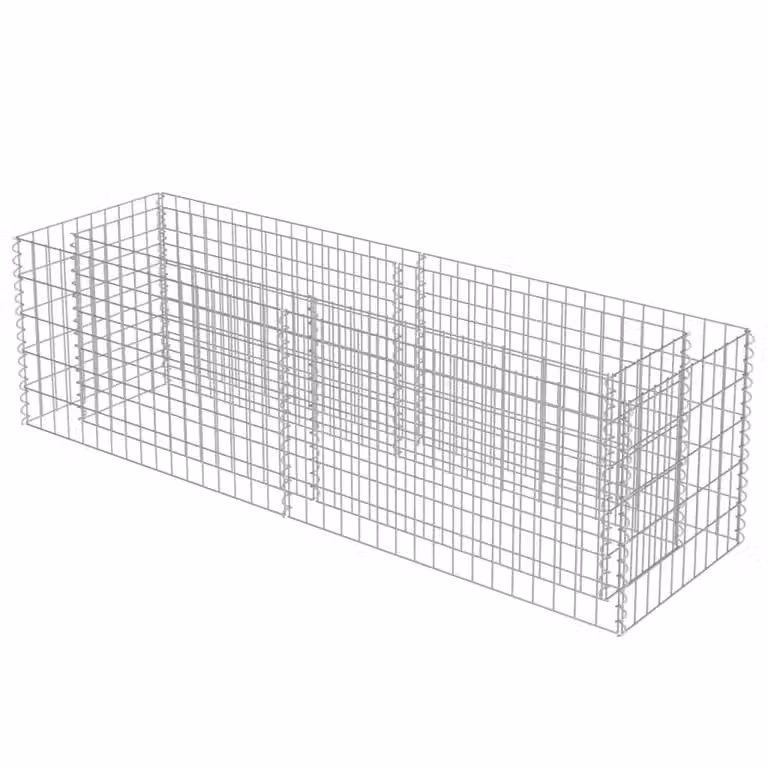 Berkfield Home Silver Galvanised Steel Gabion Raised Bed, W/D/H: 180 x 50 x 50 cm
