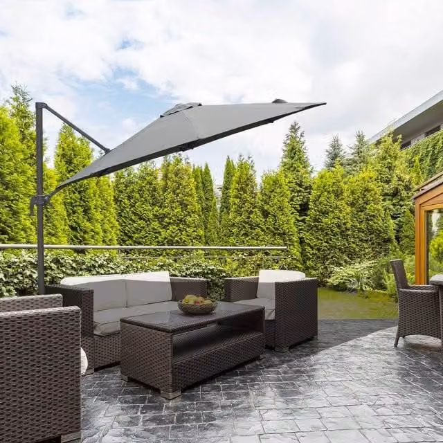 Outsunny 3M Offset Cantilever Banana Umbrella in Dark Grey with Aluminium Frame and Polyester Canopy