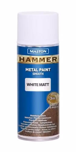 Maston Hammer Smooth Spray Paint, White, Matt, 400ml – 1