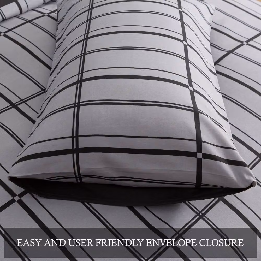 Lazzaro Home Alston Reversible Microfibre Duvet Cover and Pillowcase Set, Grey, 200 x 200 cm – 7