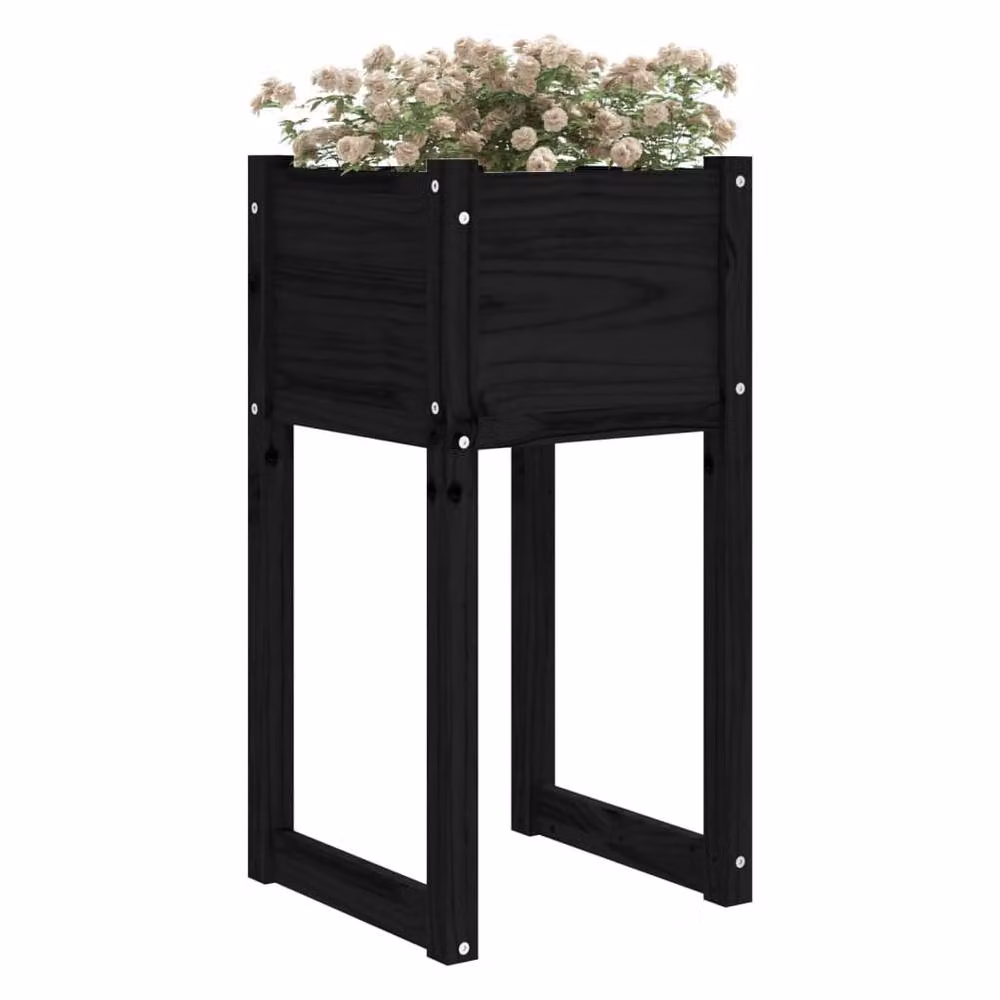 Berkfield Home Black Wooden Raised Bed Planters, 2 Pack, W/D/H: 40 x 40 x 81 cm – 3