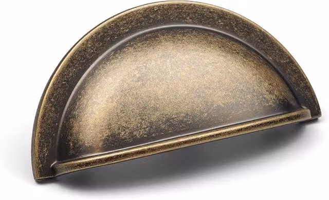 Half Moon Curved Cup Handle and Knob in Gold Brass, 95mm