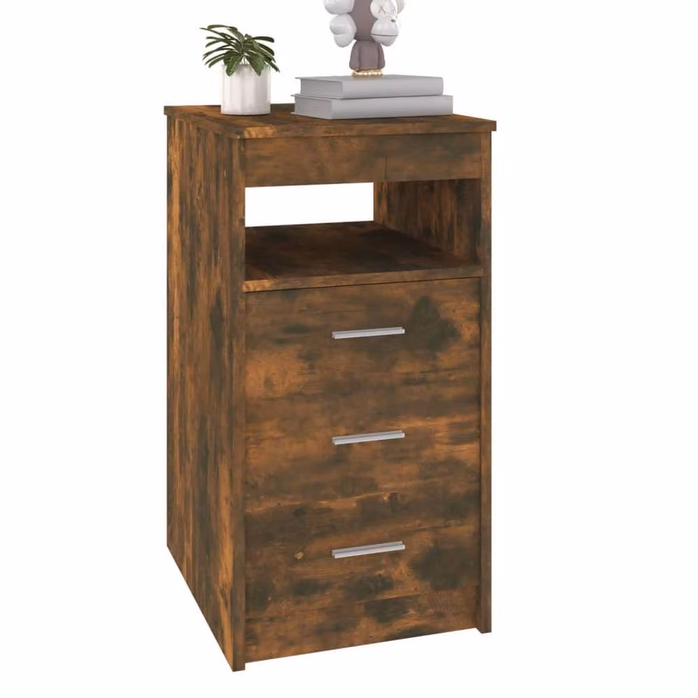 Berkfield Home Smoked Oak Drawer Cabinet in Brown, W/D/H: 40 x 50 x 76 cm – 3