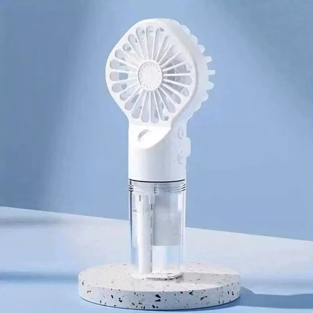 FLAVORA White USB Rechargeable Handheld Mist Cooling Mini Fan – 1