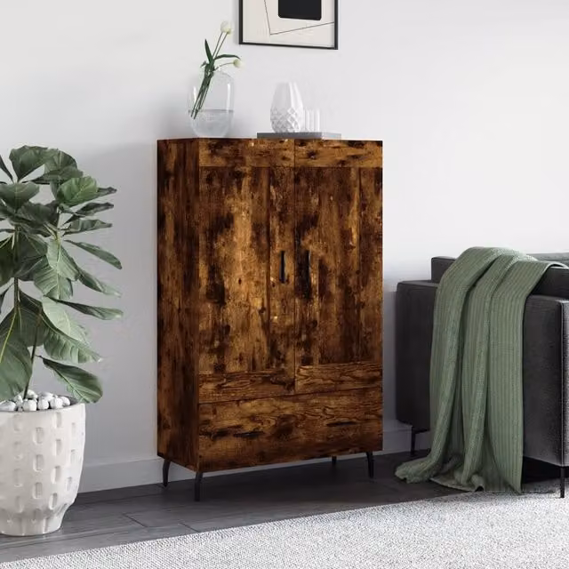Berkfield Home Smoked Oak Highboard in Brown, W/D/H: 69.5 x 31 x 115 cm – 1