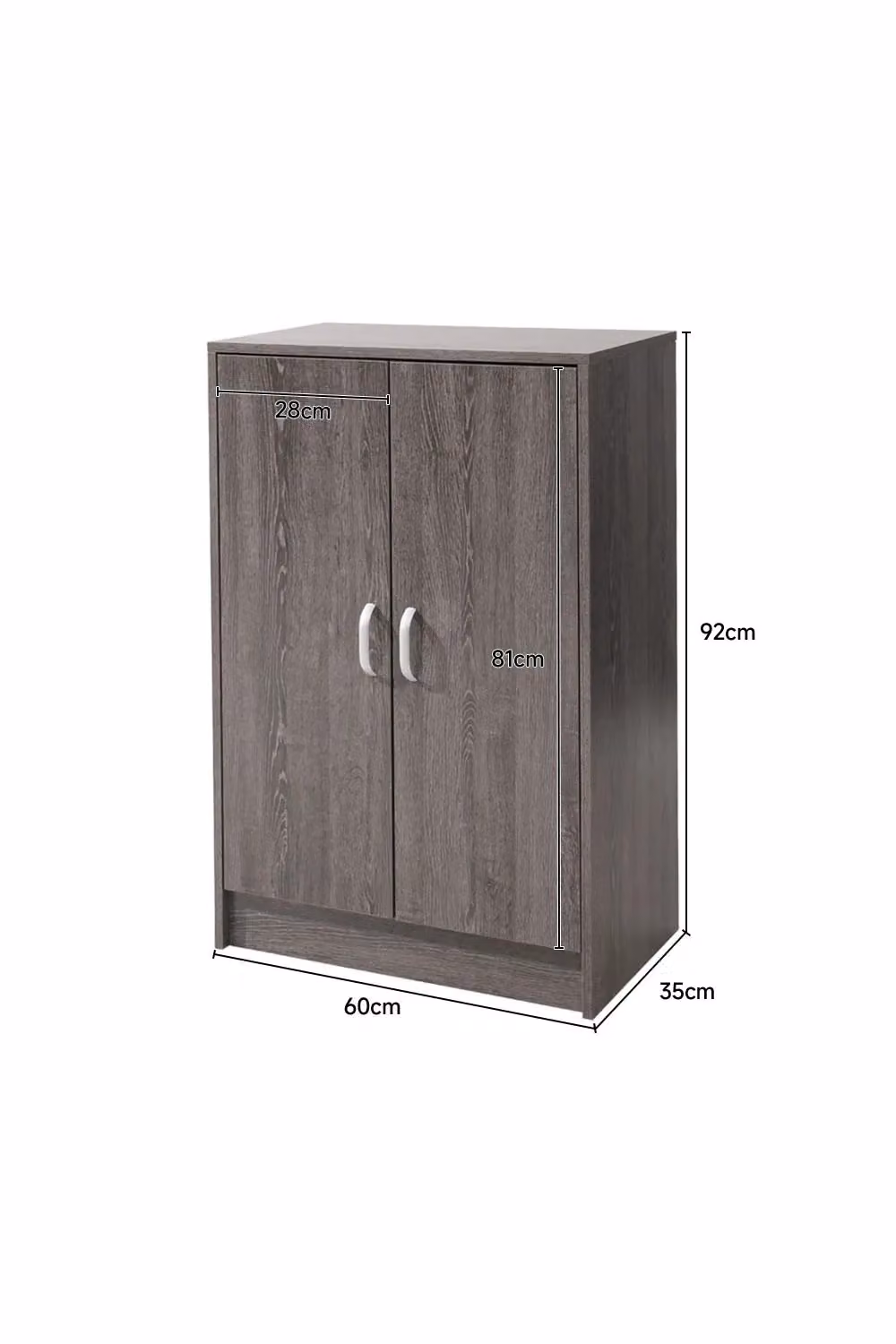 Living and Home 6-Tier Modern Grey Wood Grain Shoe Cabinet with Two Hinged Doors – 3