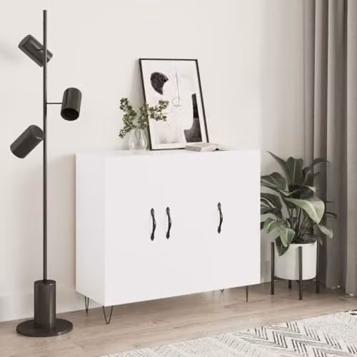 vidaXL Modern White Sideboard in Engineered Wood W/D/H: 90 x 34 x 80 cm – 2