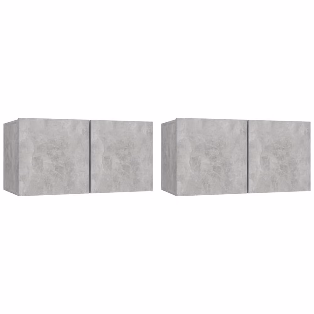 Berkfield Home Set of 2 Wall Mounted Hanging TV Cabinets in Concrete Grey, W/D/H: 60 x 30 x 30 cm – 3