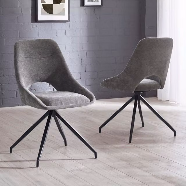 Julian Bowen Set of 2 Jonah Swivel Return Dining Chairs in Grey Fabric