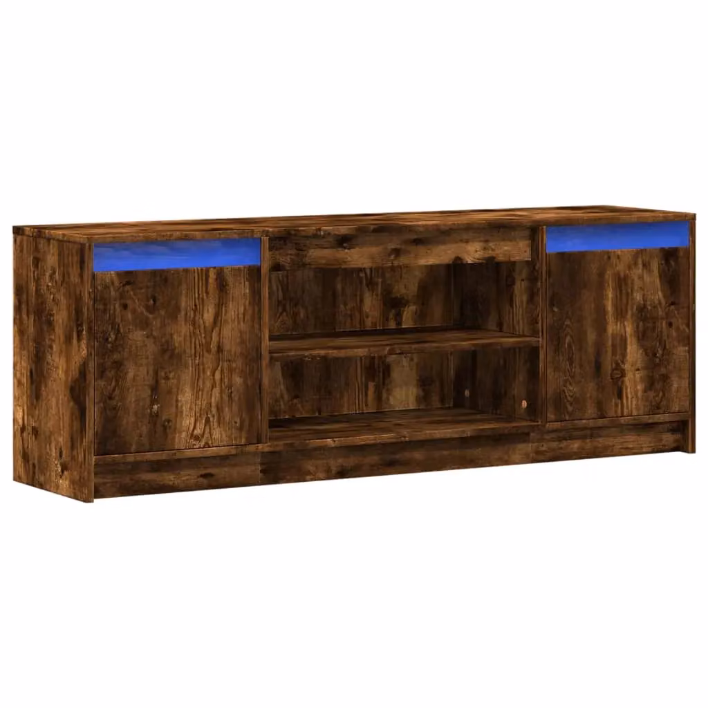 Berkfield Home Modern TV Cabinet with LED in Smoked Oak Brown, W: 139.5 cm, D: 50 cm, H: 34 cm – 3