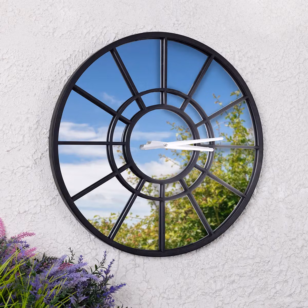 Charles Bentley Buttermere Mirrored Skeleton Wall Clock, Black, Diameter: 50 cm – 3
