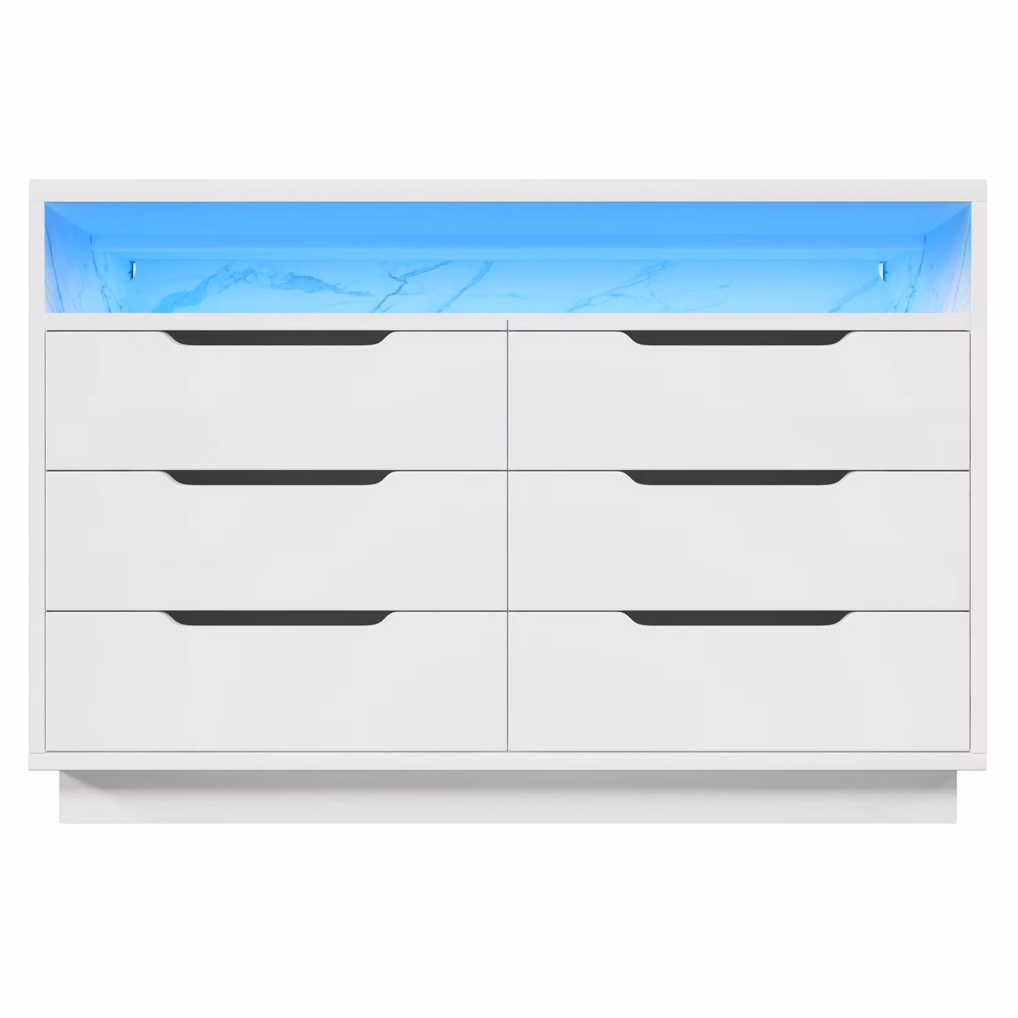 Aosom Modern Marbled Sideboard with 6 Storage Drawers and RGB LED Lighting, White, W: 120 cm, D: 40 cm, H: 85 cm – 2