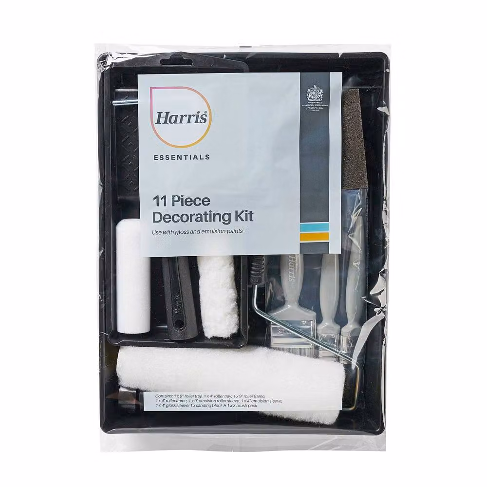 Harris Essentials 11-Piece Foam Paint Roller and Tray Set in Black – 2