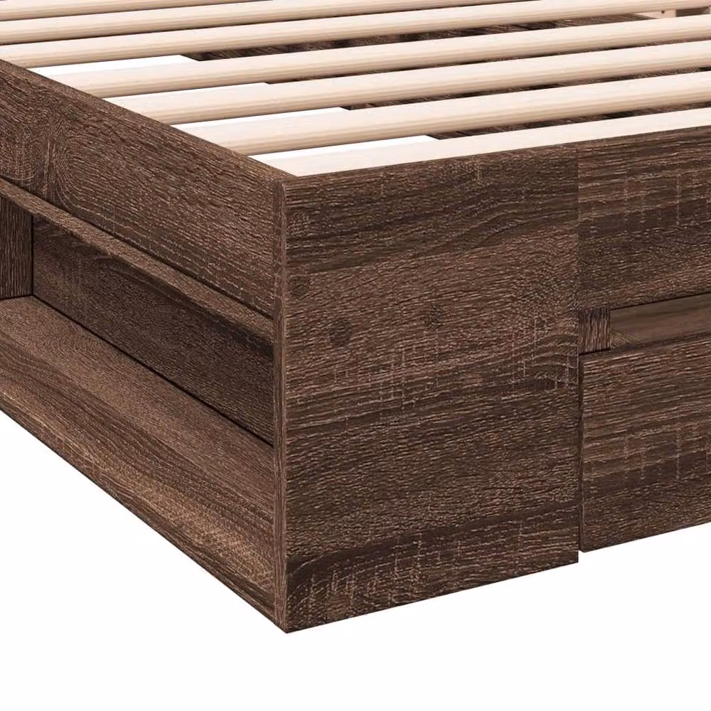 Berkfield Home Modern Small Single Bed Frame with Drawers in Brown Oak, W: 78 cm, D: 190 cm, H: 45 cm – 6