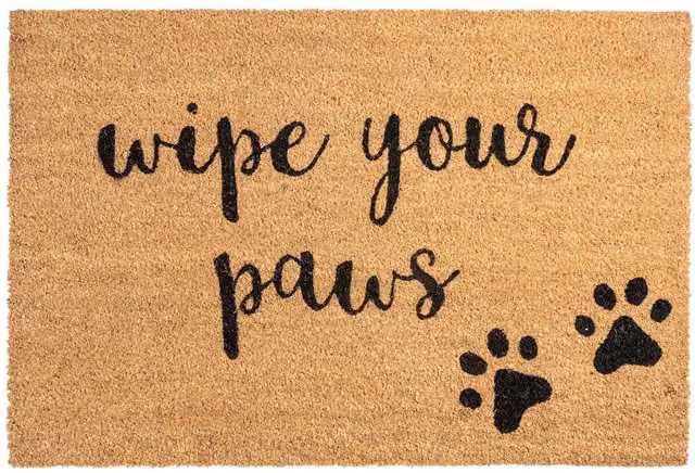 Nicola Spring Paws Coir Door Mat, Brown, Rectangular, Non-Slip