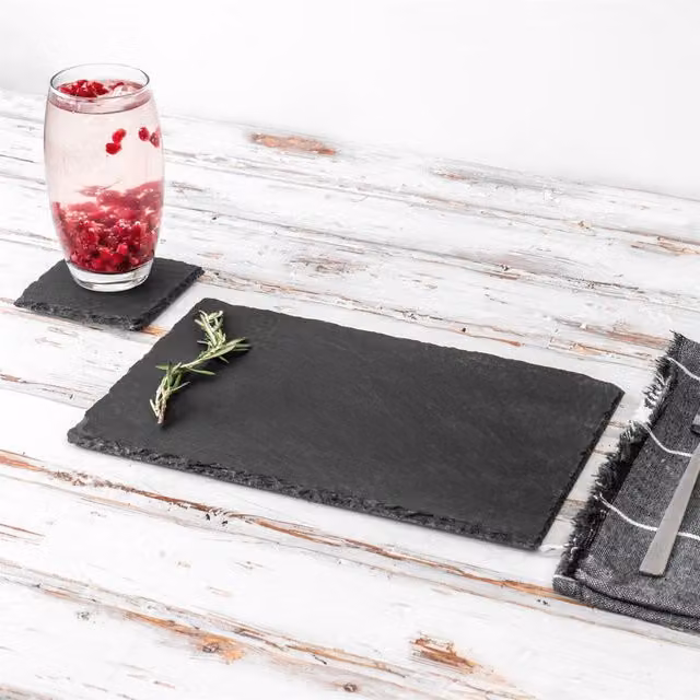 Argon Tableware 12 Piece Grey Slate Placemats and Coasters Set
