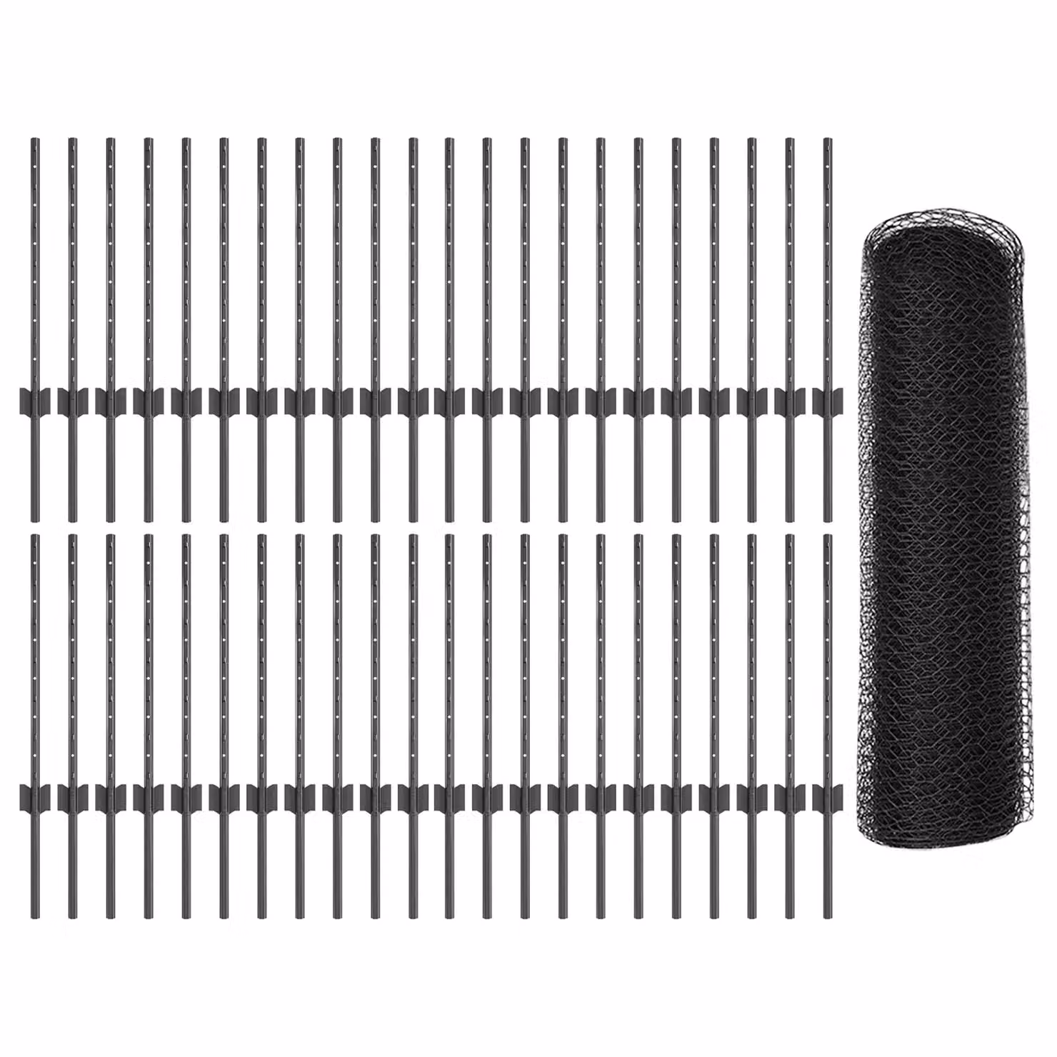 Berkfield Home Grey Steel U-Channel Fence Posts (11 pcs) and Hexagon Steel Fence, 60 cm Height, 0.6 x 100 m – 2