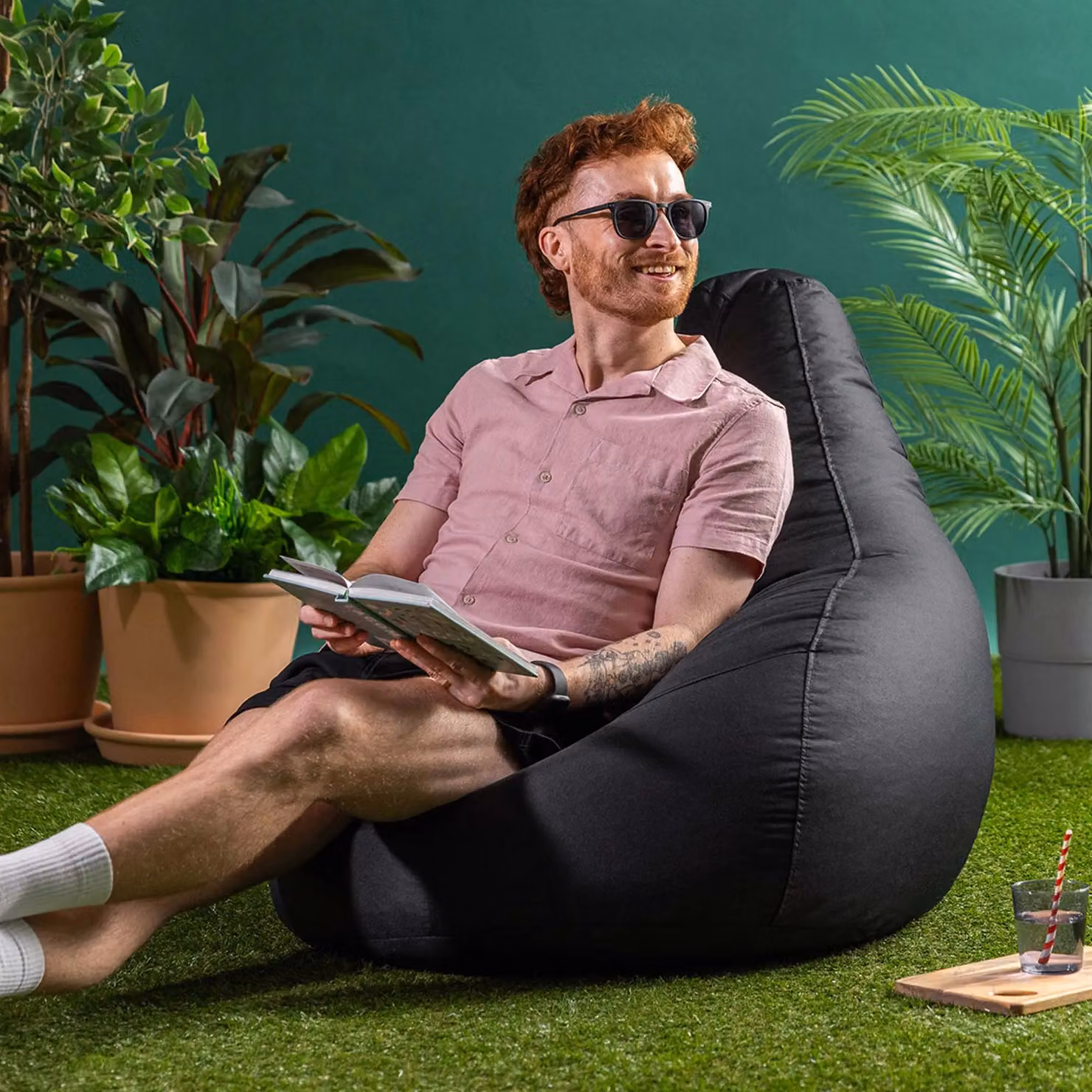icon Dalton High Back Adult Gaming Bean Bag Chair for Indoor and Outdoor Use, Black – 2