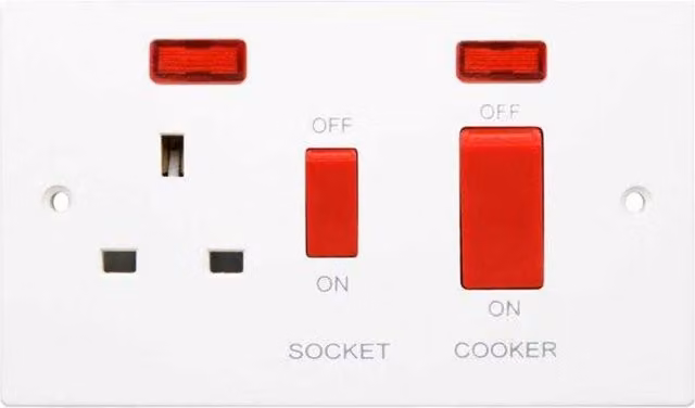 Securlec White Square Combination Cooker Switch and UK Plug Socket