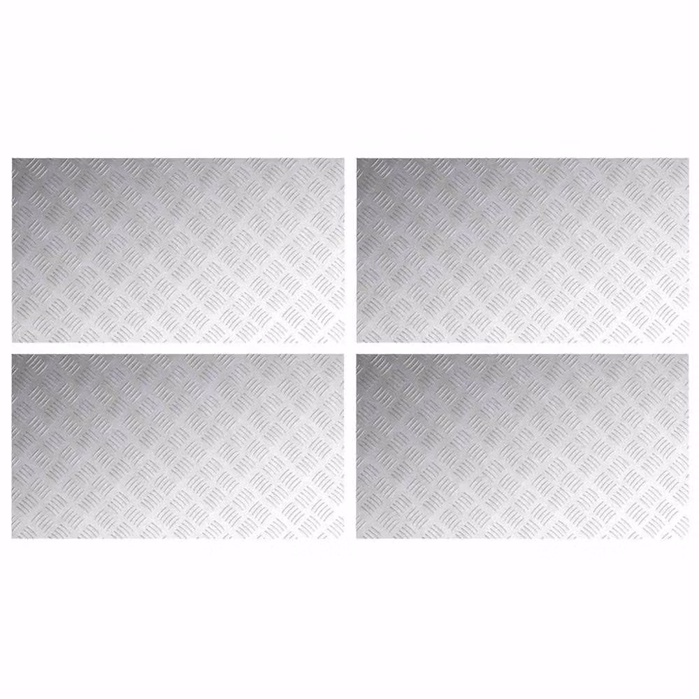 Berkfield Home Silver Aluminium Anti-Slip Checker Plates, 4 Pieces, W: 90 cm, D: 50 cm – 1