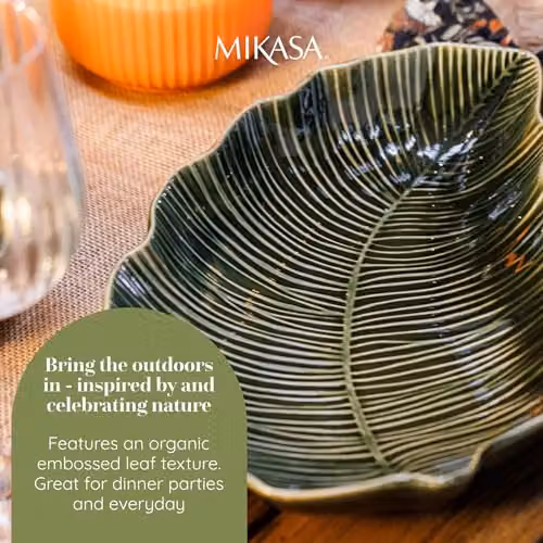 Mikasa Jardin Green Stoneware Leaf Serving Platter – 3