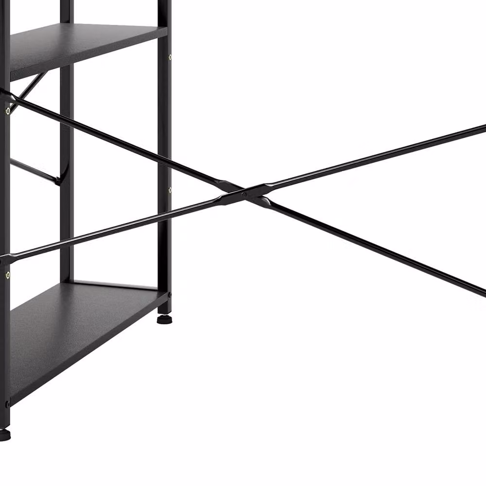 Levede L-Shaped Gaming Computer Desk with 2 Storage Shelves in Black – 3