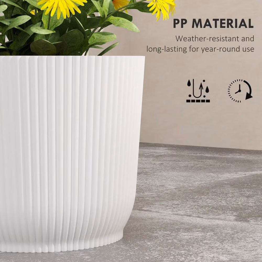Kelvenix Set of 3 Round White Plastic Planters for Indoor and Outdoor Use – 2