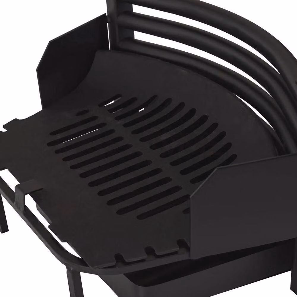 FORGEVIO Black Solid Fuel Set with Front Grate and Fireside Ash Coal Pan, Large – 4