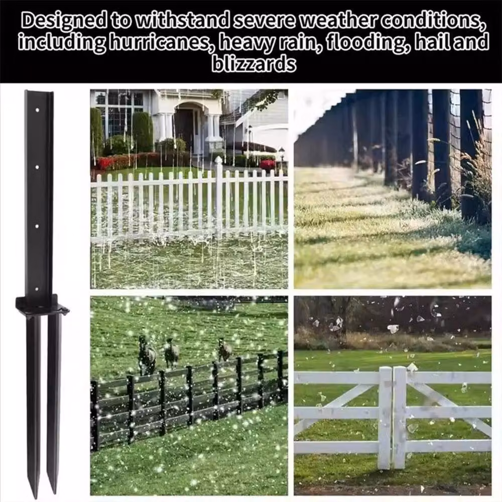 NESTLUNE Heavy Duty Steel Fence Post Anchor Set for Wooden Post Repair, Black, Height: 120 cm, Width: 3.2 cm – 5