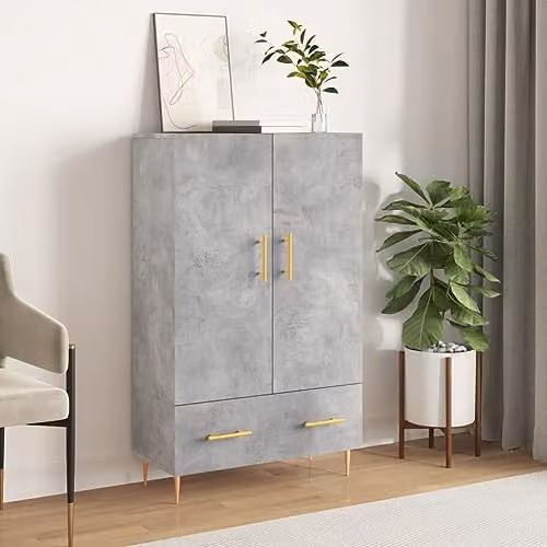 vidaXL Modern Highboard in Concrete Grey, W/D/H: 69.5 x 31 x 115 cm – 2