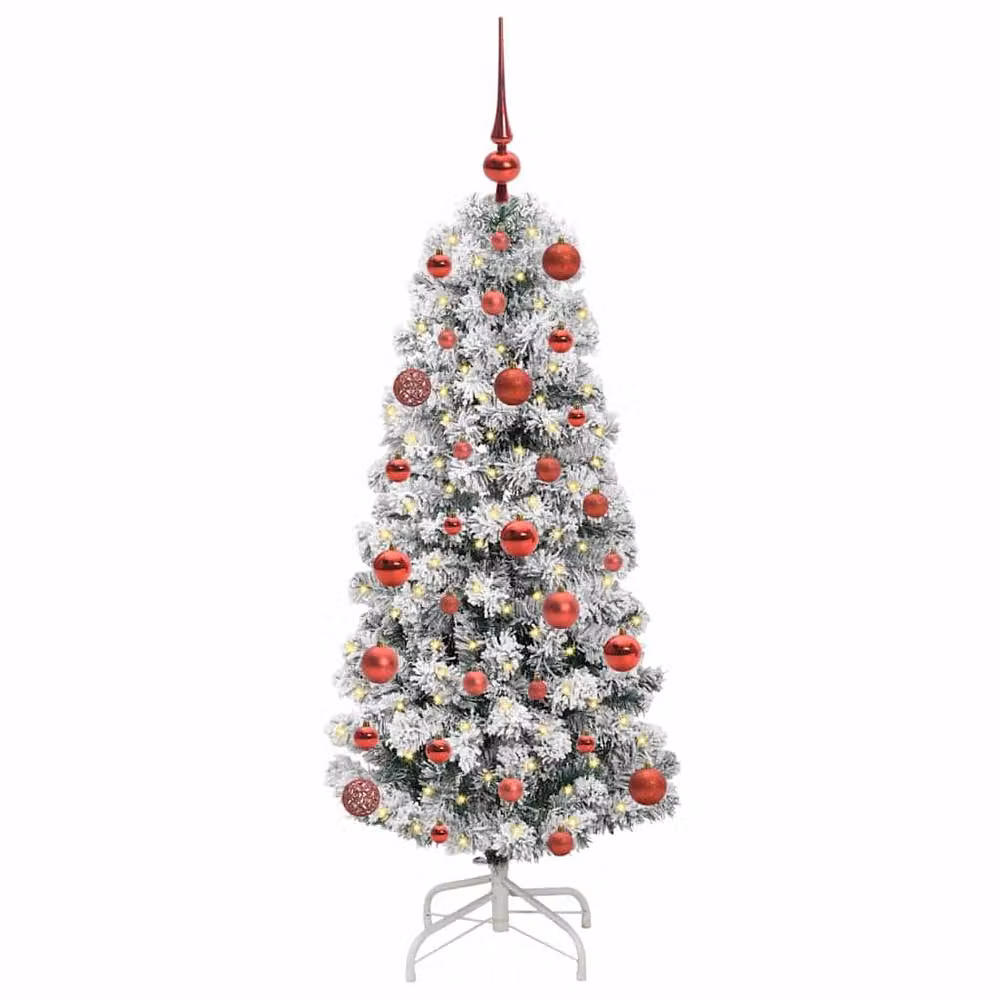Berkfield Home Artificial Hinged Christmas Tree in Green and White, Height: 120 cm – 3