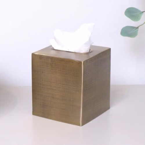Melody Maison Gold Textured Metal Freestanding Tissue Box Holder