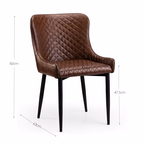 Julian Bowen Set of 2 Luxe Faux Leather Upholstered Dining Chairs in Brown and Black – 2