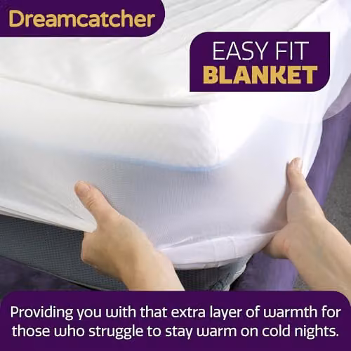 Dreamcatcher Luxury White Polyester Fully Fitted Electric Under Blanket with Removable Cover, W/D/H: 180 x 203 x 152 cm – 3