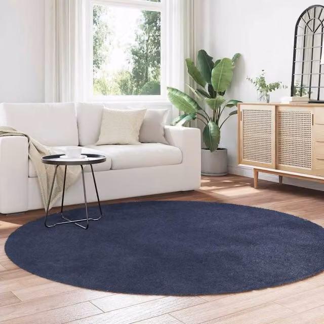 Berkfield Home Navarra Shaggy High Pile Round Rug in Blue, Diameter: 200 cm – 1