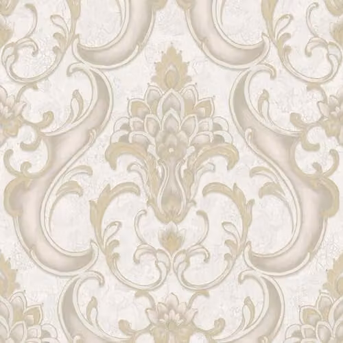 Rasch Sonata Damask Textured and Patterned Gold Vinyl Wallpaper for Living Rooms, Bedrooms and Hallways – 1