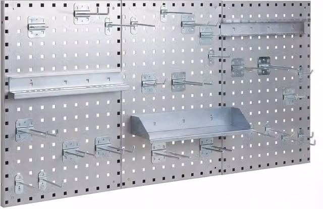 SPETLEK 3 Panel Wall Mount Pegboard Tool Storage System in Silver – 1