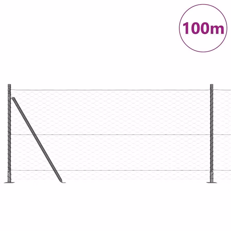 Berkfield Home Grey Steel Hexagon Fence, Powder-Coated, H: 80 cm x W: 100 m