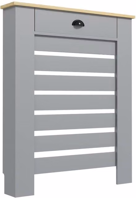 HOMCOM Grey Radiator Cover with Drawer and Horizontal Slat Design – 1