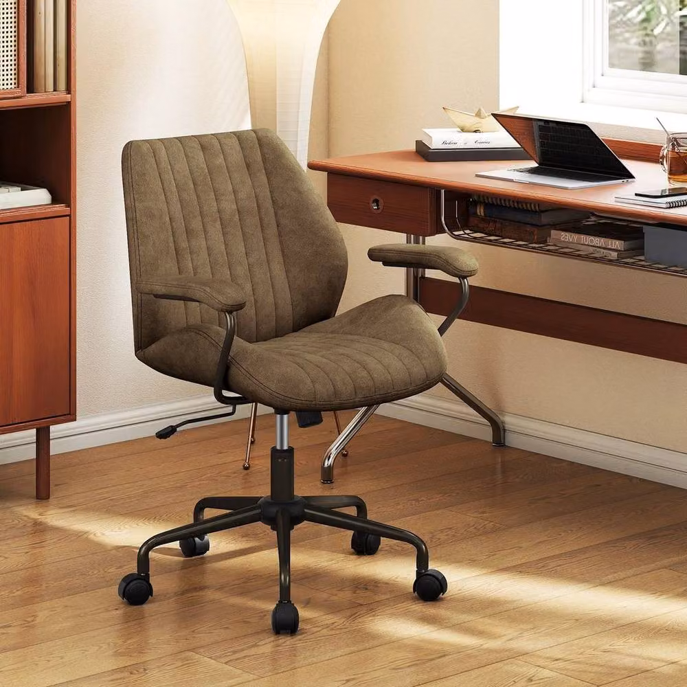SPETLEK Retro Executive Home Office Swivel Chair in Green Microfibre with Armrests and Castors – 3
