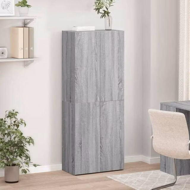 Berkfield Home Grey Sonoma File Cabinet with Hinged Doors, W/D/H: 60 x 32 x 153 cm