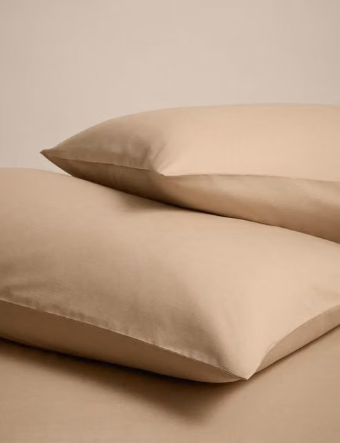 M&S 2 Pack Breathable Cotton Rich Pillowcases in Beige