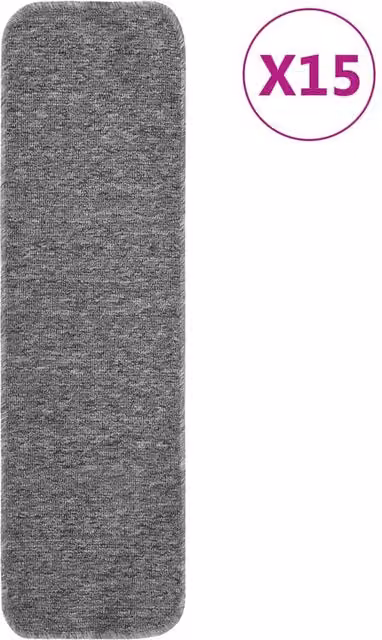 Berkfield Home Anti Slip Stair Mats, 15 Pack, Grey, Rectangular, W: 75 cm, D: 20 cm – 1