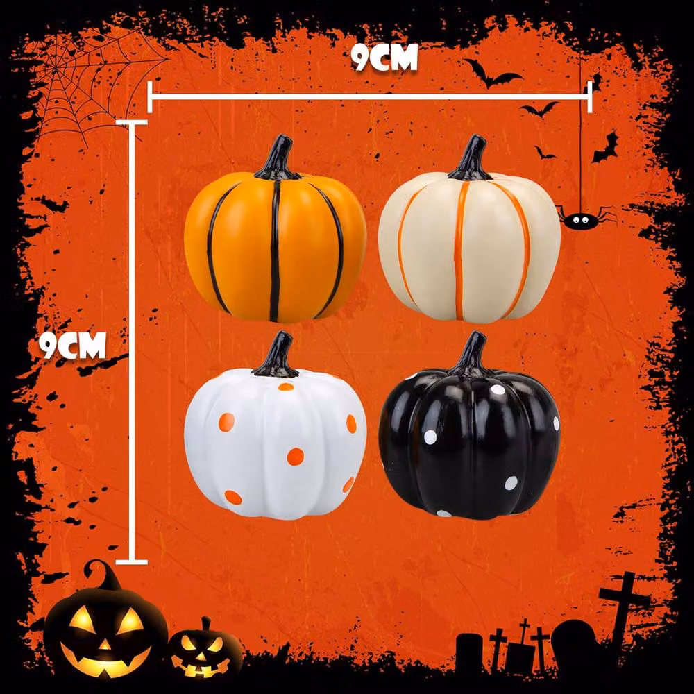 VFM e-Store Halloween Polyresin Pumpkin Tabletop Decorations, Pack of 4, Multicolour – 2