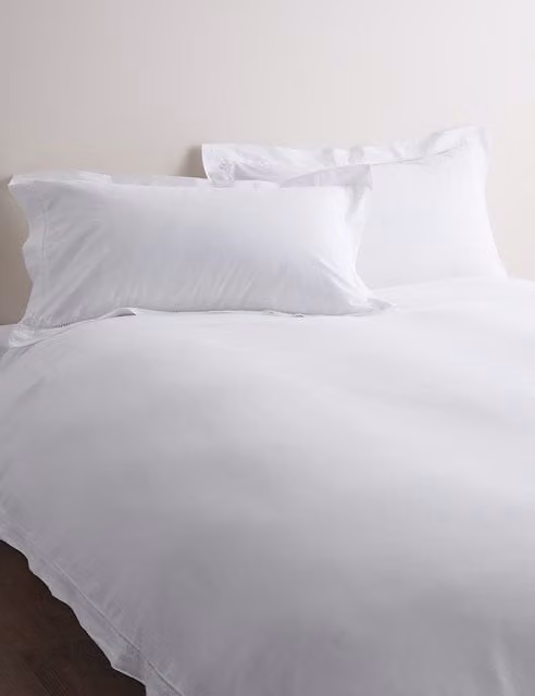 M&S Pure Cotton White Bedding Set W/D/H: 90 x 190 cm