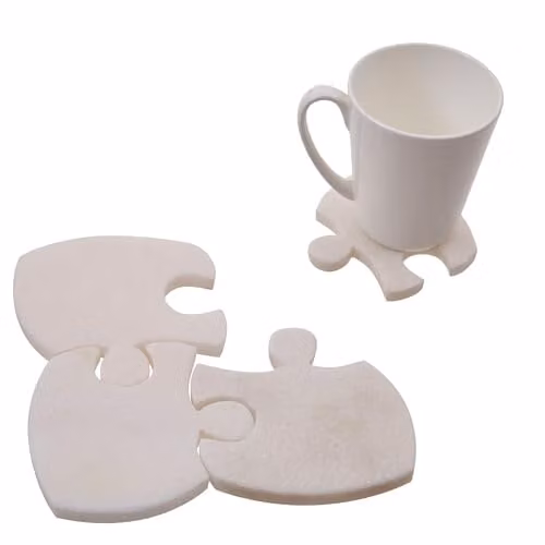 Orsina Marble Jigsaw Coasters, Set of 4, White, W/D: 17 x 17 cm – 1