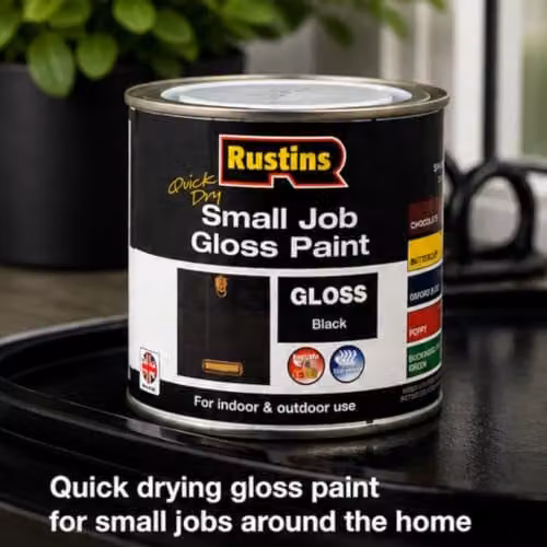 Rustins Quick Dry Water Based Gloss Wood Paint, Black, 250ml – 2