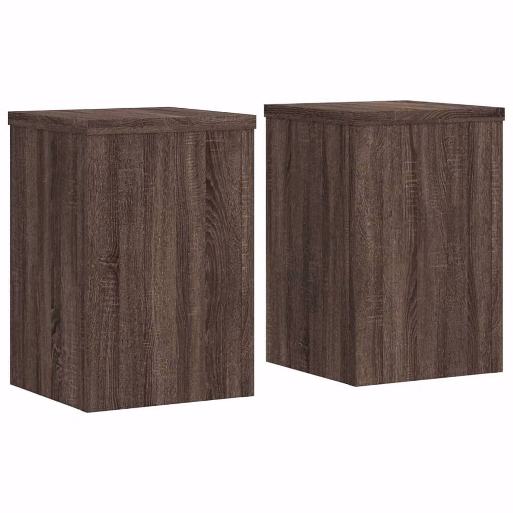 Berkfield Home Set of 2 Brown Oak Plant Stands, W/D/H: 20 x 20 x 30 cm – 3