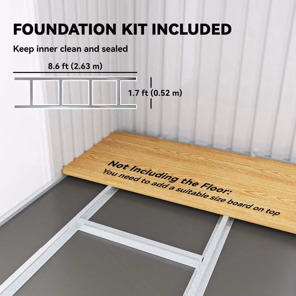 Rolipo Brown Metal Garden Shed with Foundation Kit and Window, W/D/H: 121.92 x 116.0 x 158.0 cm – 6