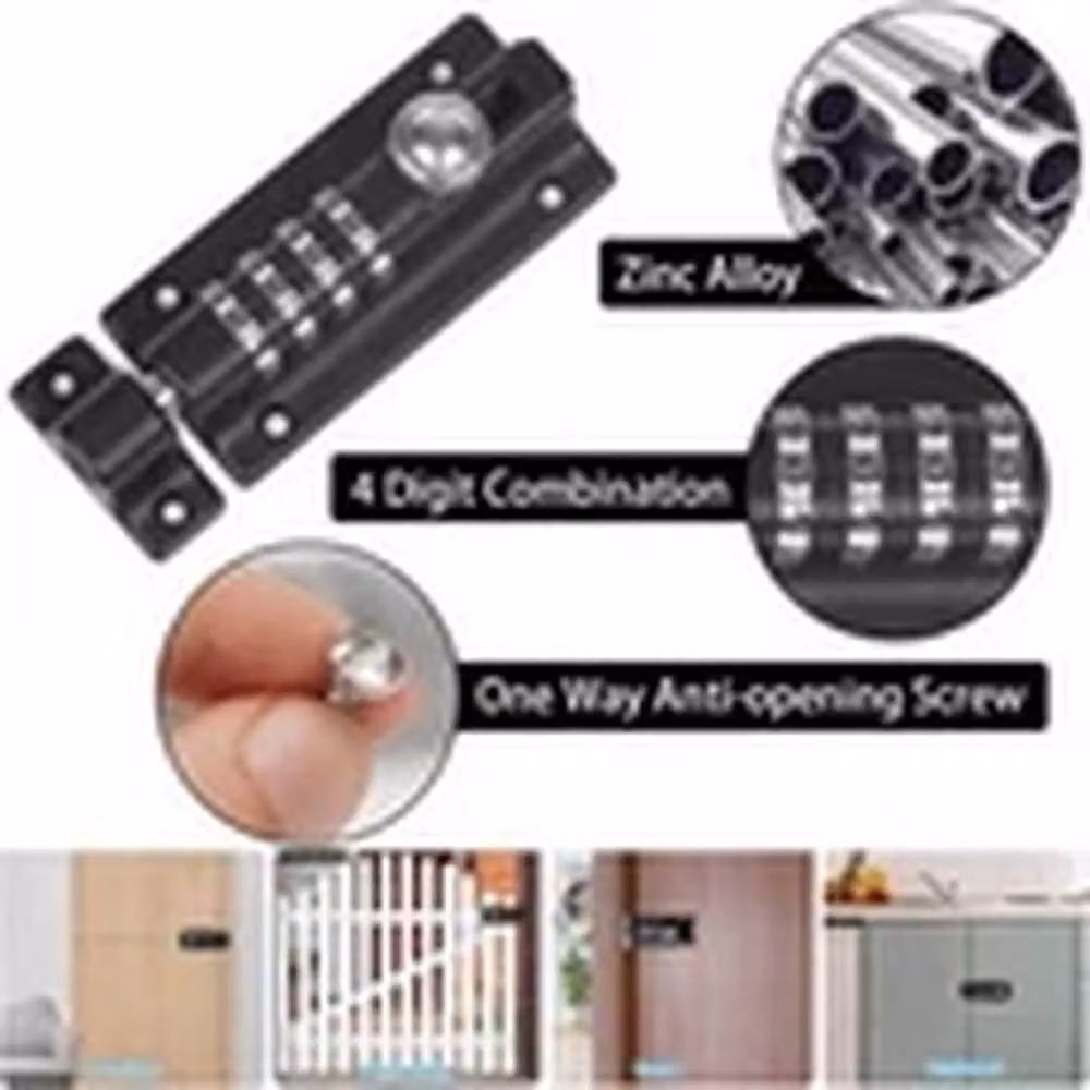 EONLION 4 Digit Keyless Combination Slide Lock Bolt for Garden Gates and Sheds, Black Stainless Steel – 4